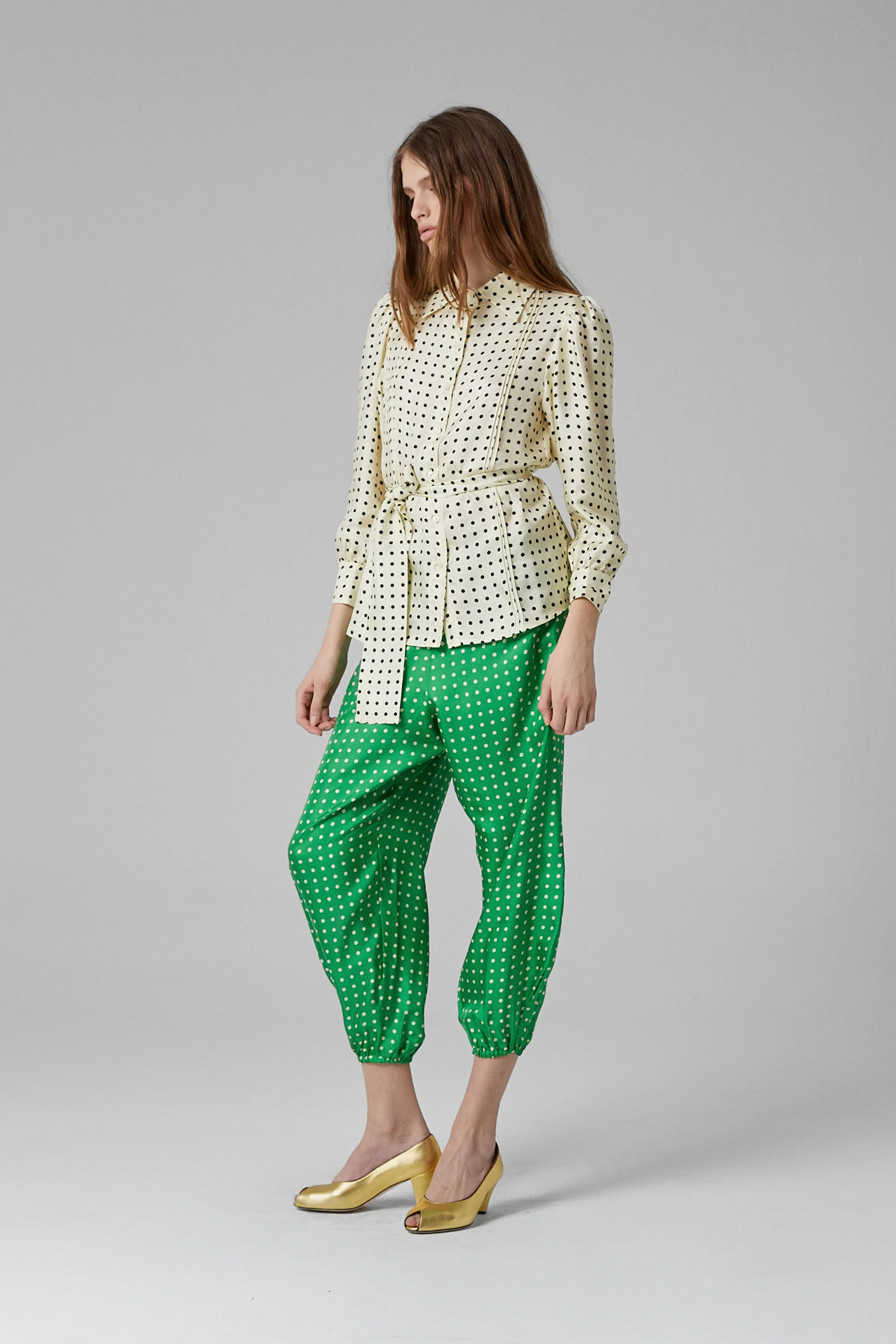 Boogie Silk Dots Pants Green - Image 5