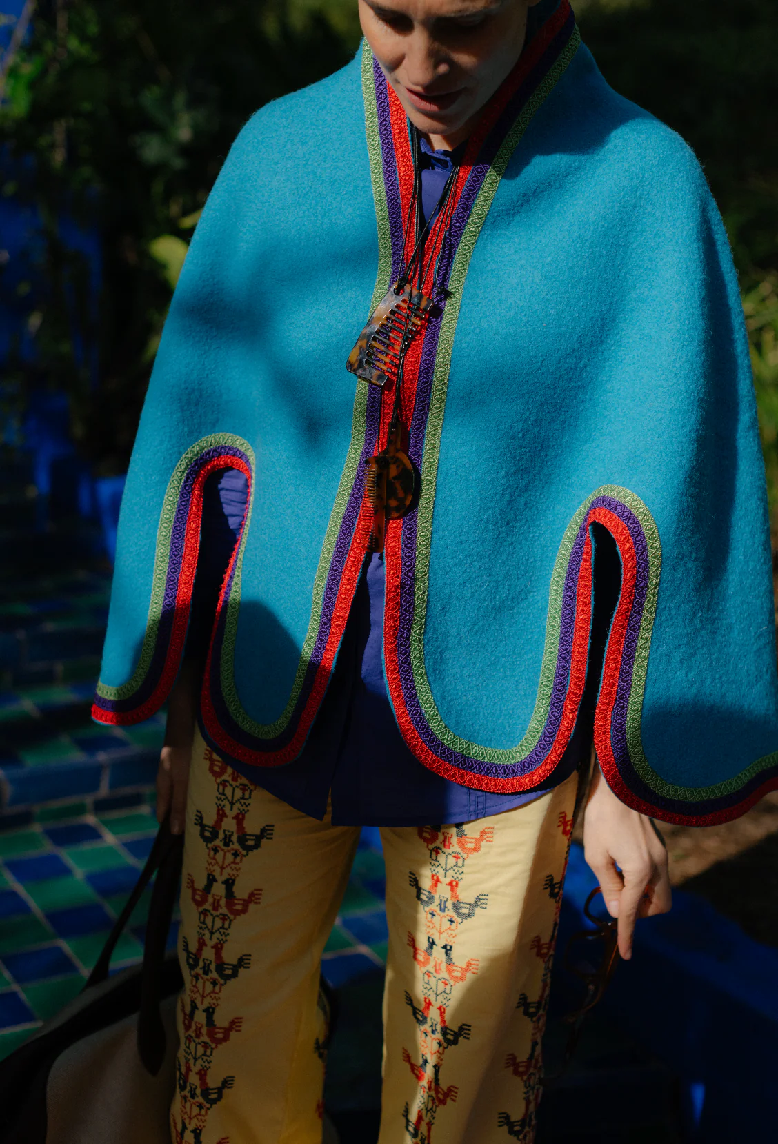 Candy Blue Wool Cape - Image 2