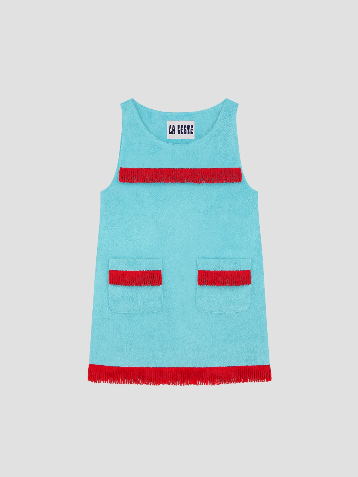 Fringes Mini Towel Turquoise and Red