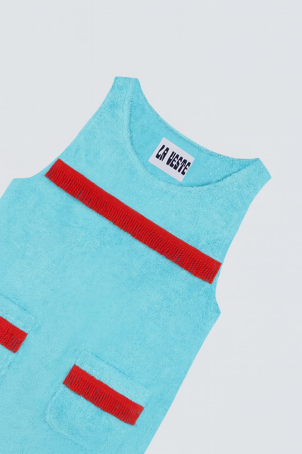 Fringes Mini Towel Turquoise and Red - Image 2