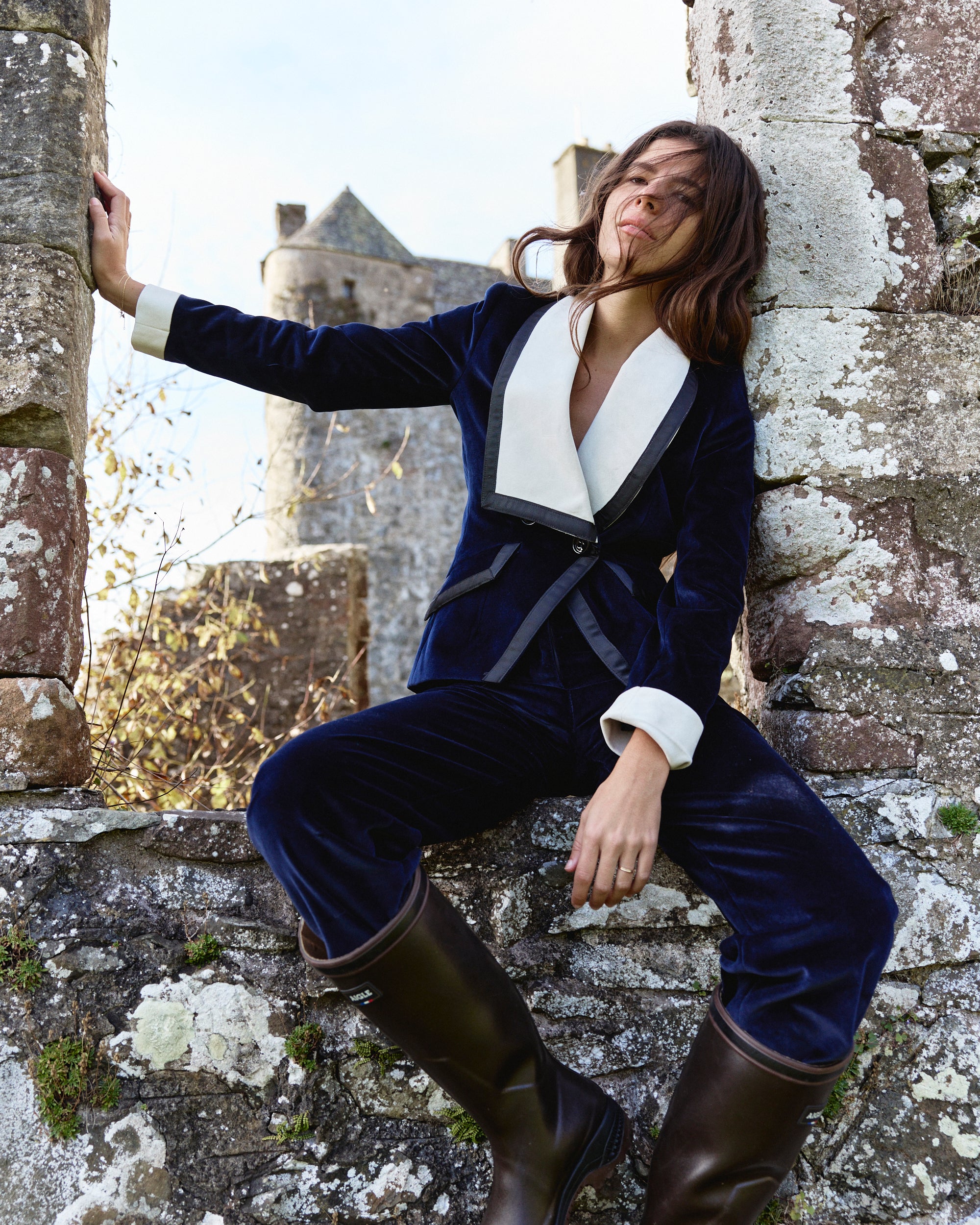 Grogue Pants Velvet Navy - Image 3