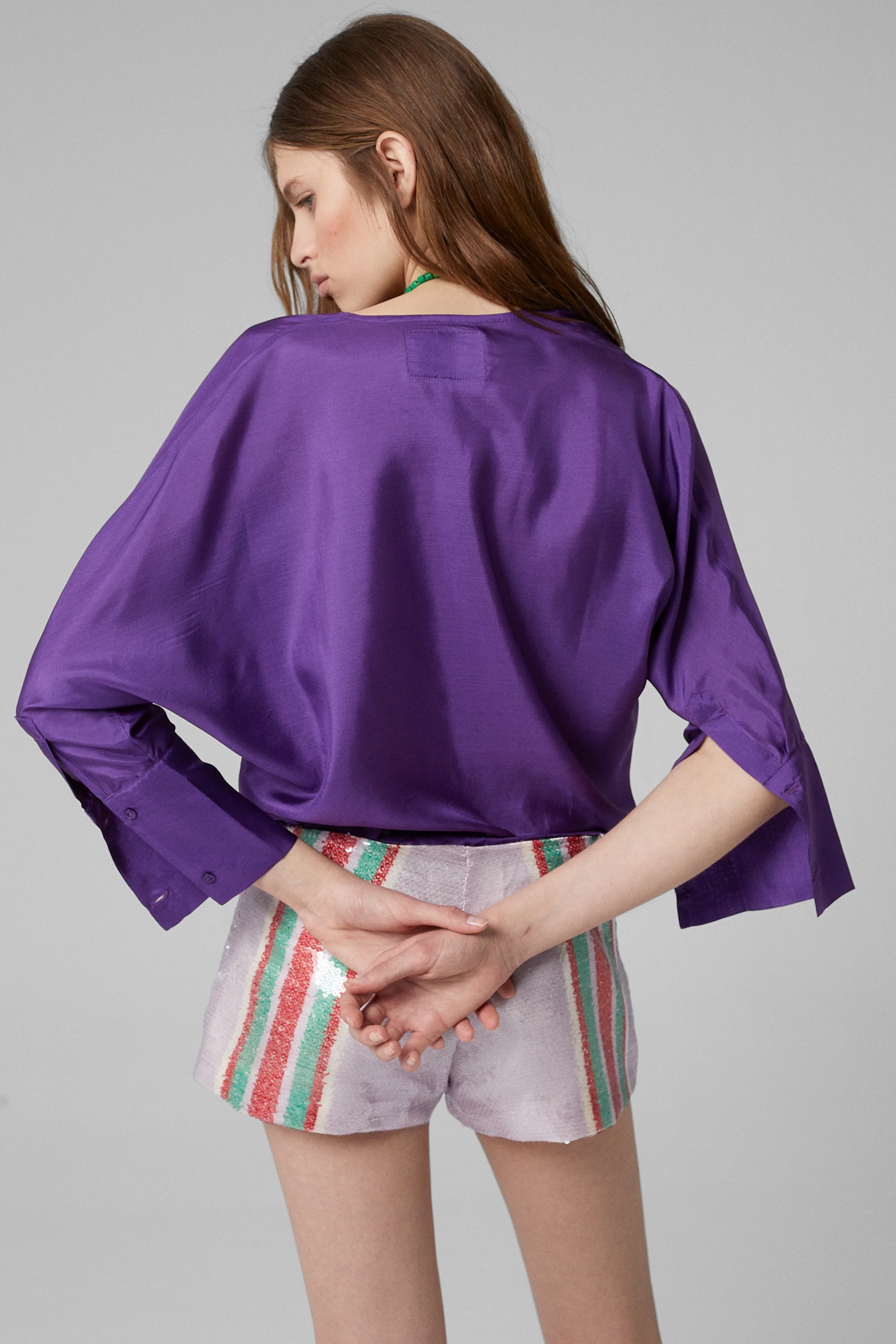 Holiday Silk Shirt Purple - Image 4