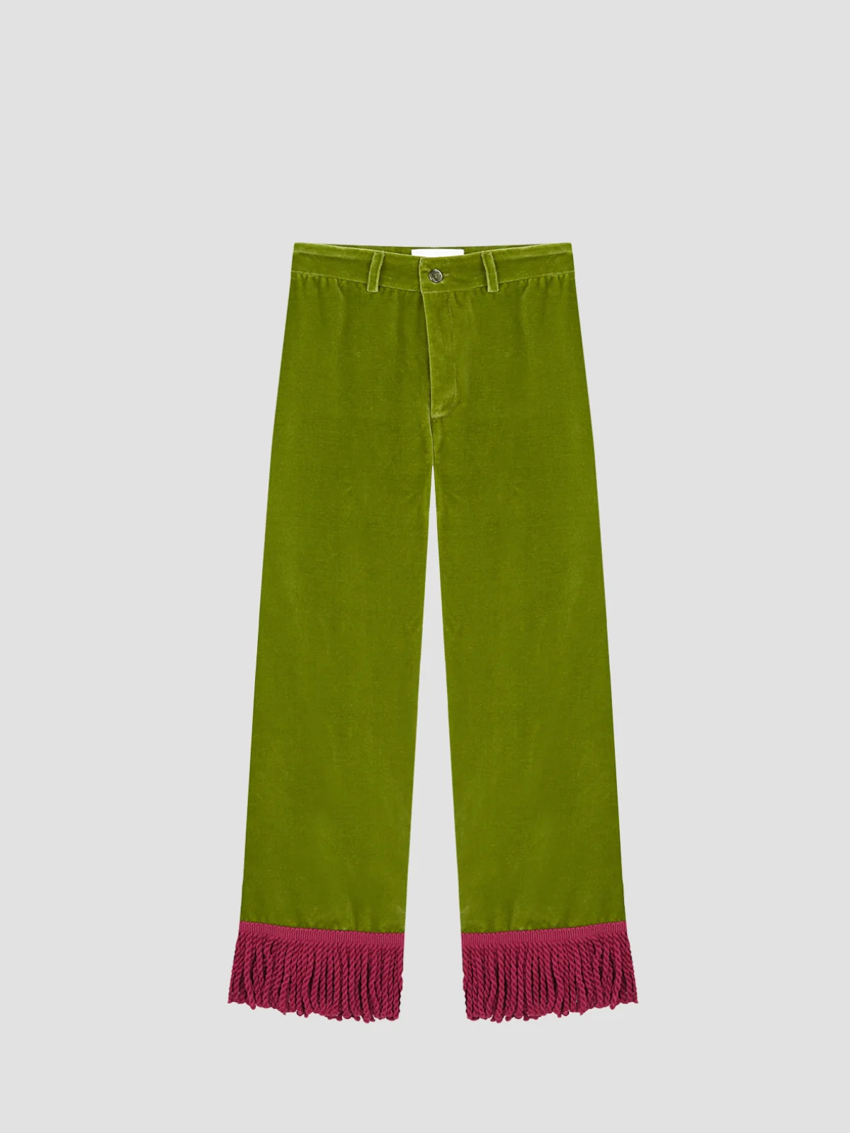Jason Fringed Velvet Pants Green