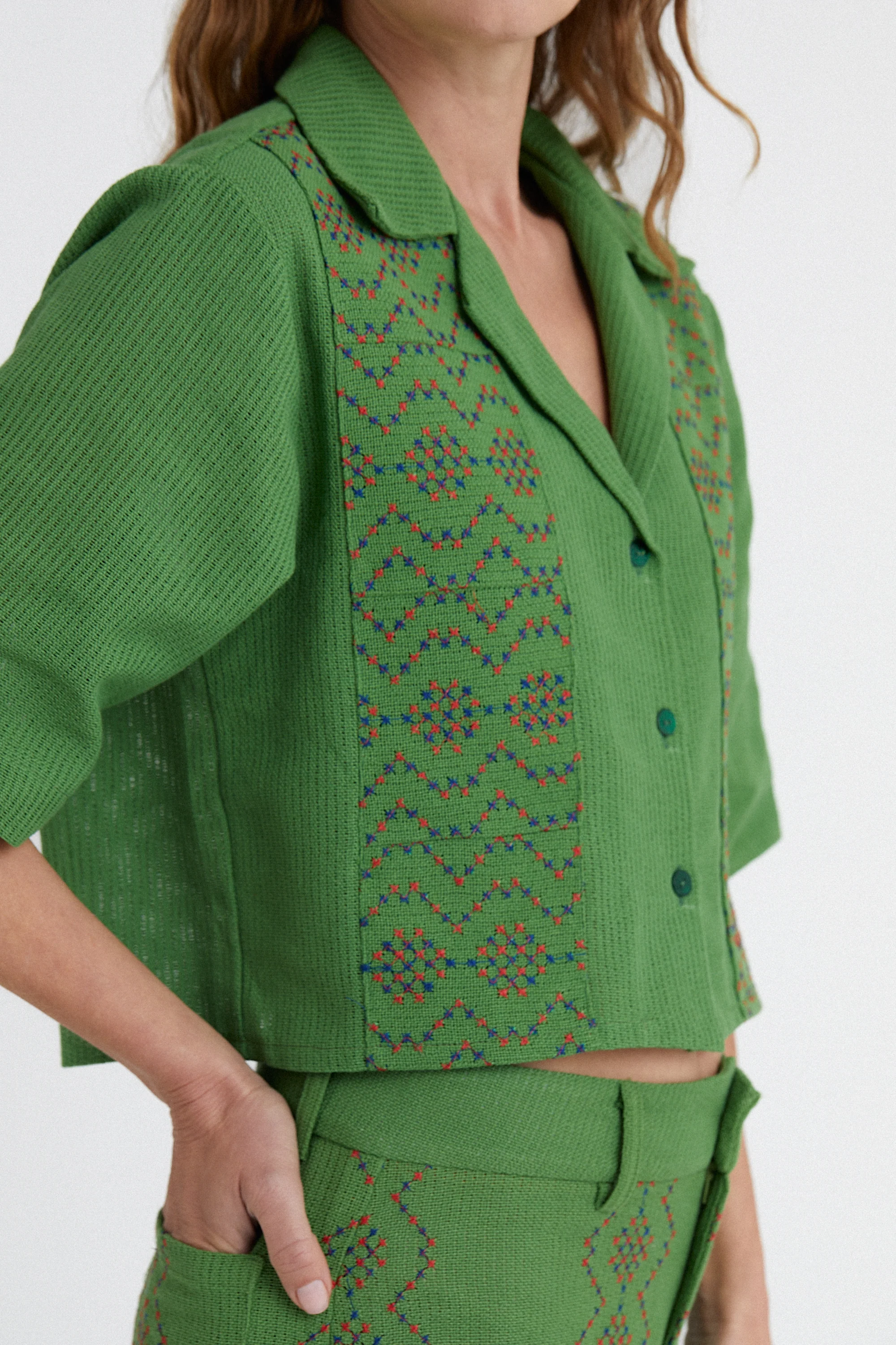 Juggle Patchwork Shirt Green - Image 3