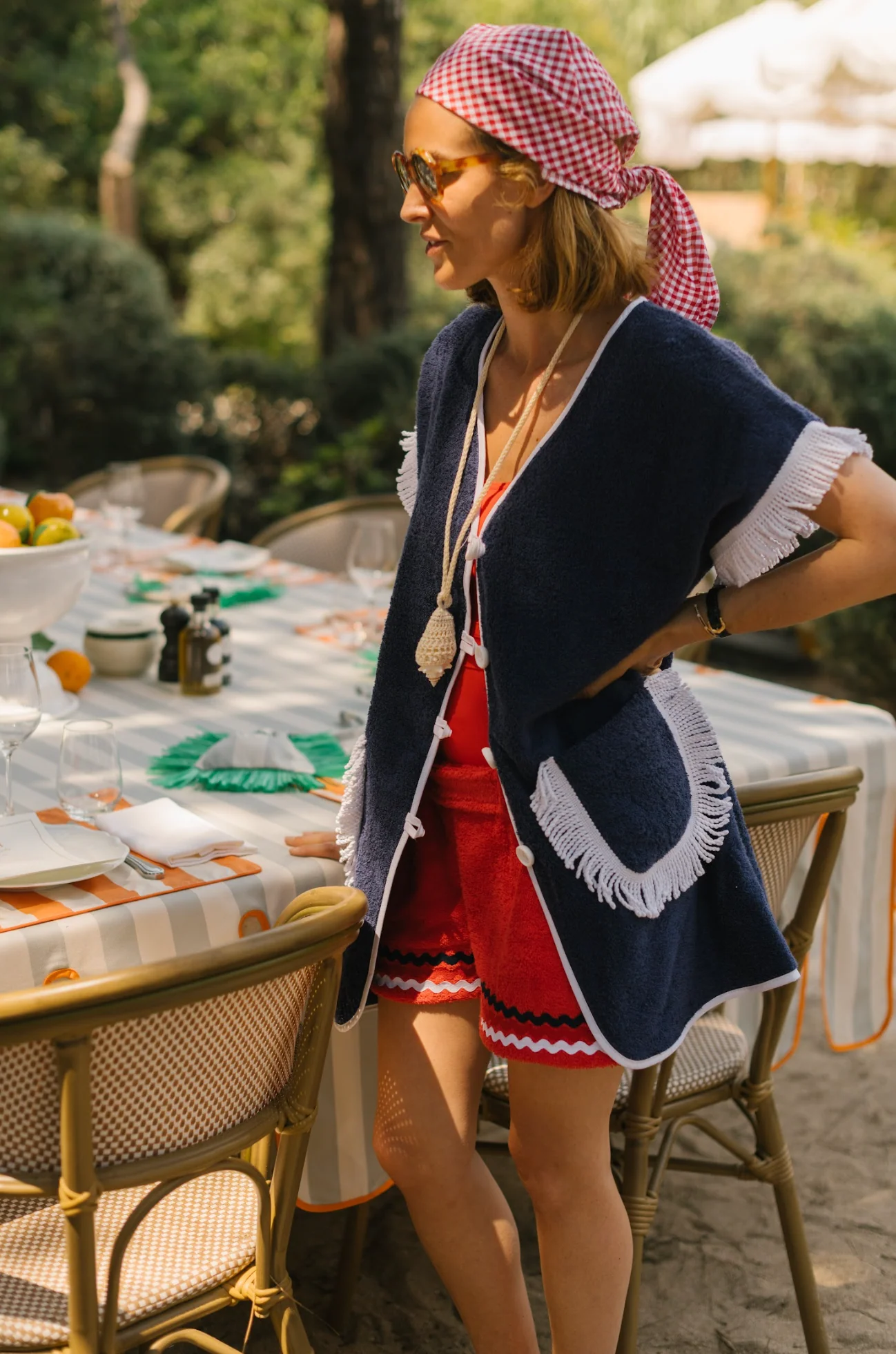 Pitaya Towel Dress Navy And White - Image 3
