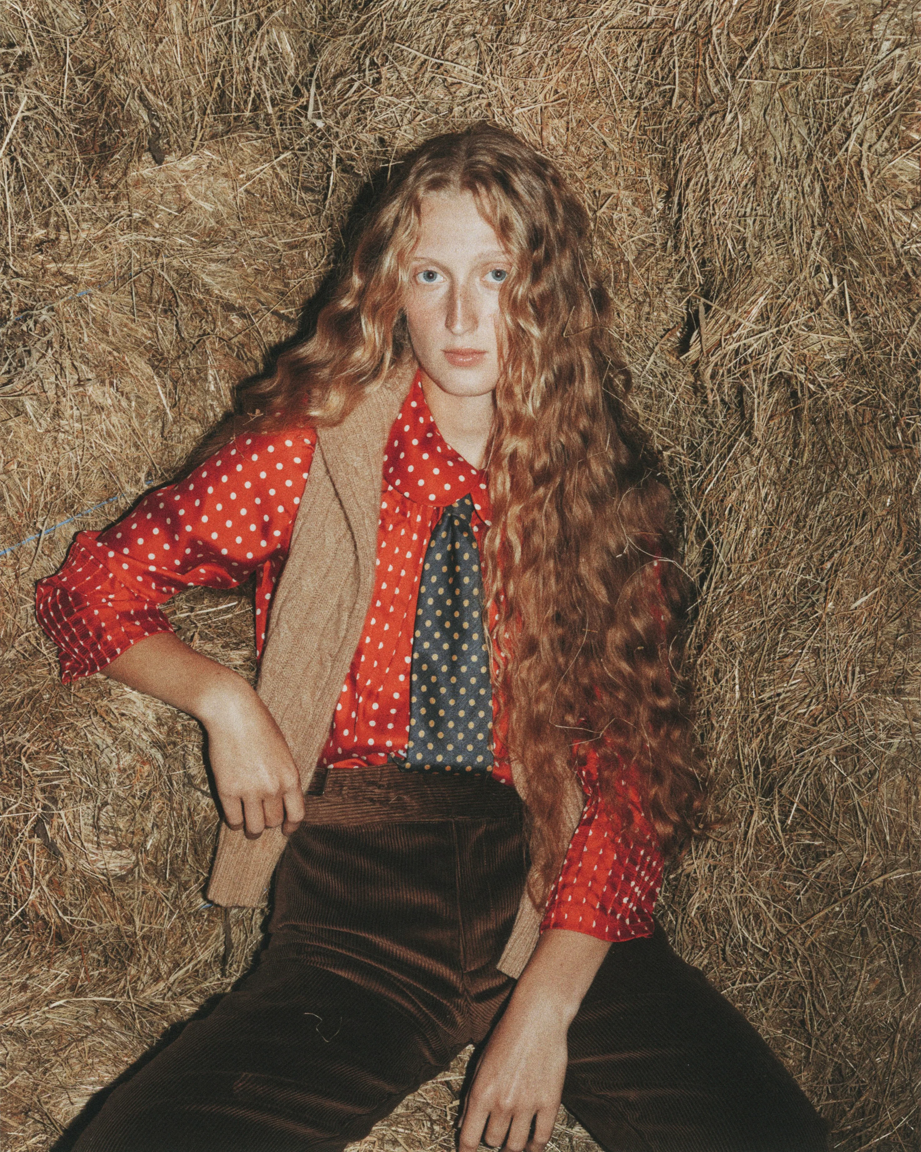 Polka Shirt Silk Red - Image 3