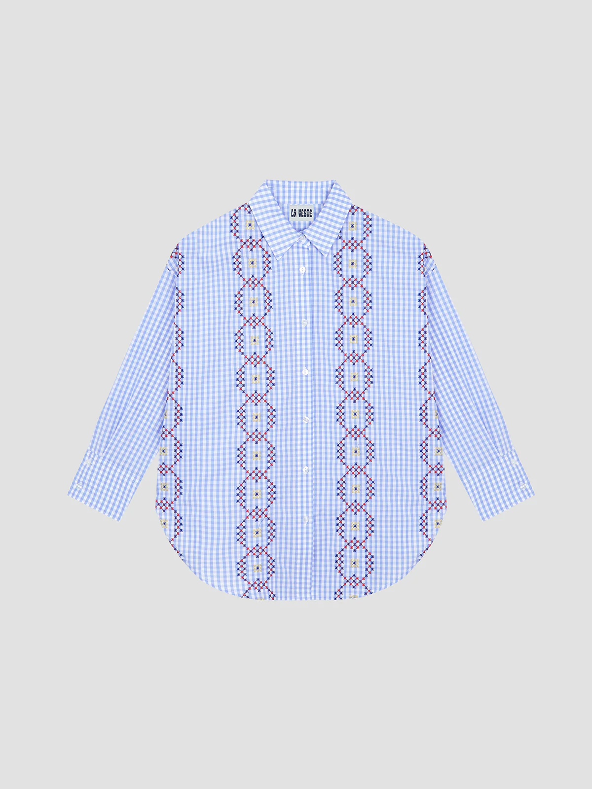 Punto de Cruz Shirt Vichy Celeste