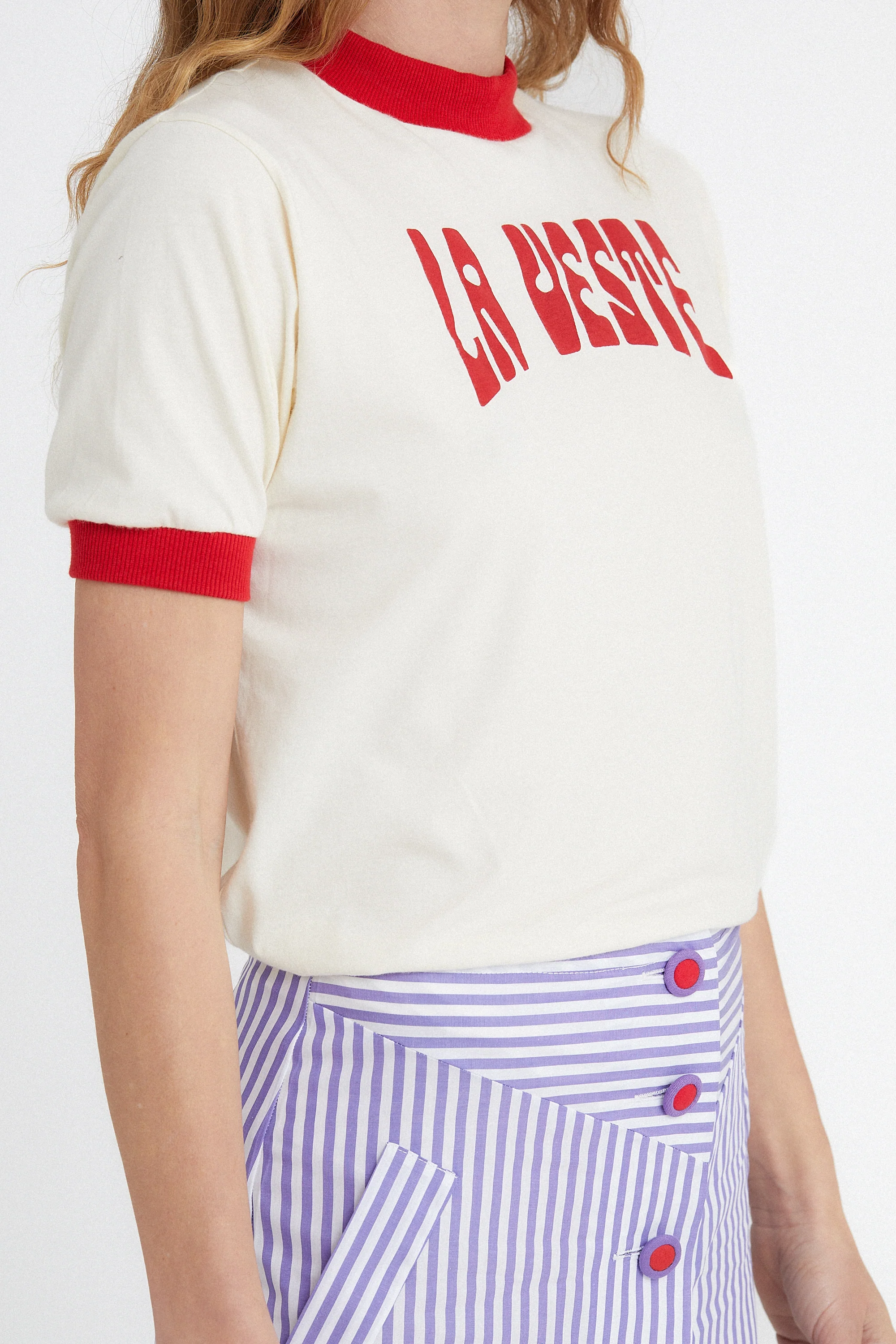 Ringer Tee Shirt Red - Image 3