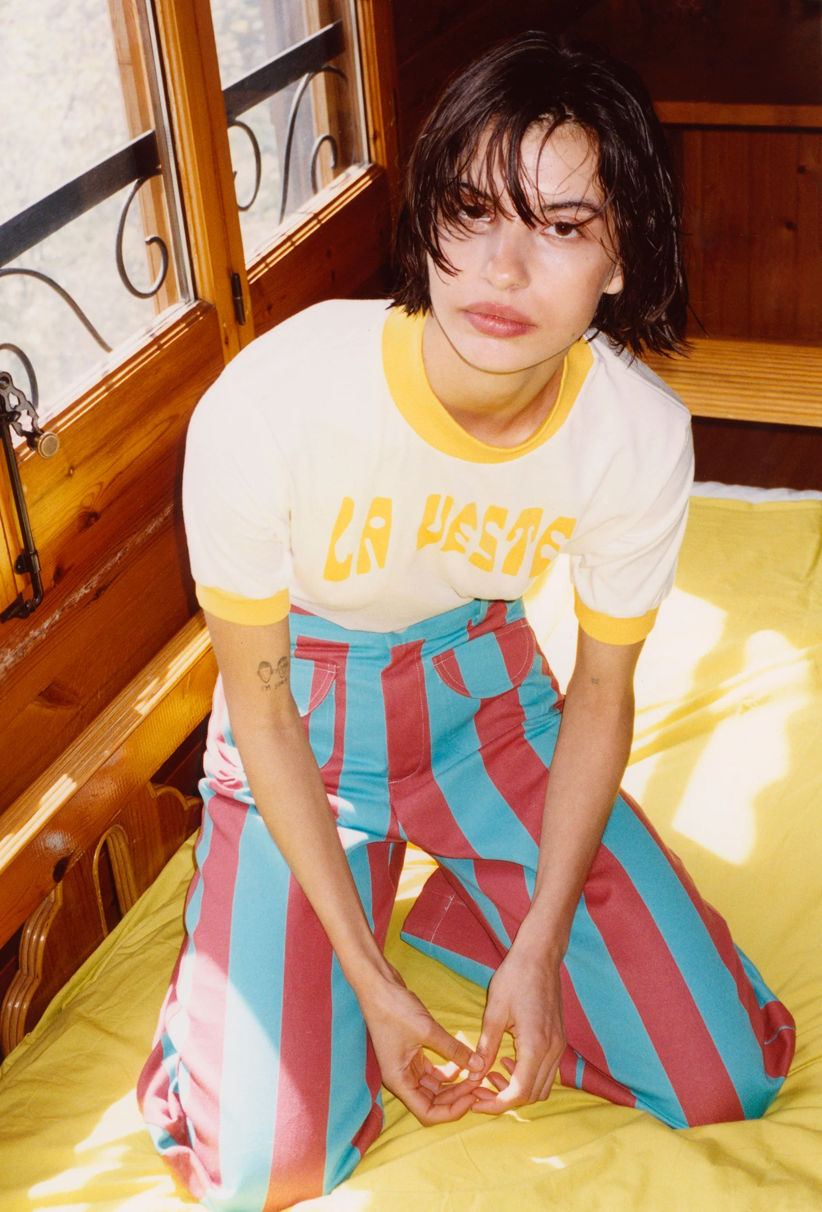 Ringer Tee Shirt Yellow - Image 3