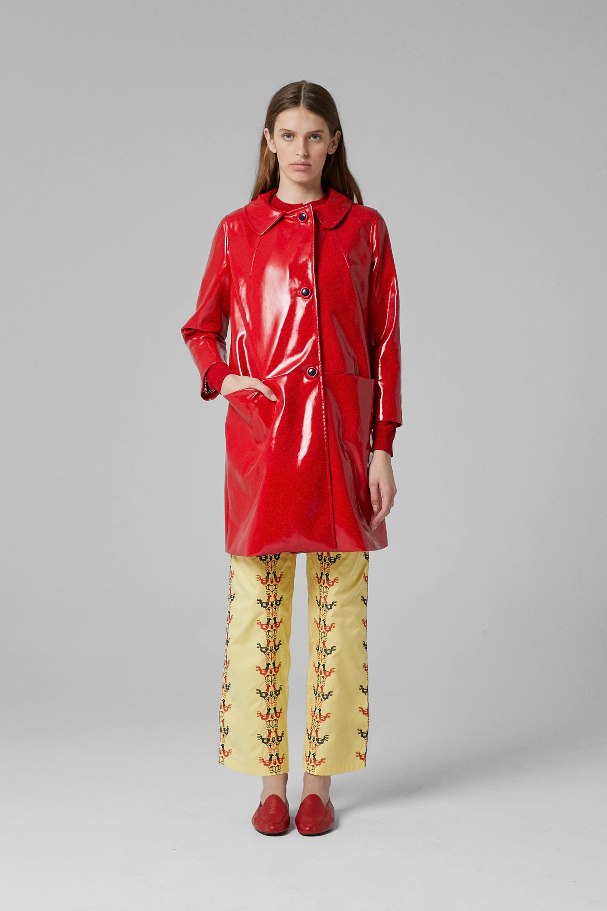 Señorita Out Of School Trench Coat Red - Image 3