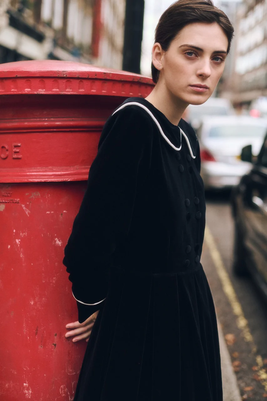 Swan Black Velvet Dress - Image 4